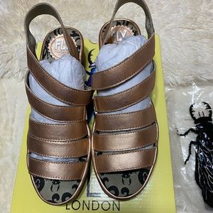 Fly London wedges, metallic pink new never worn.